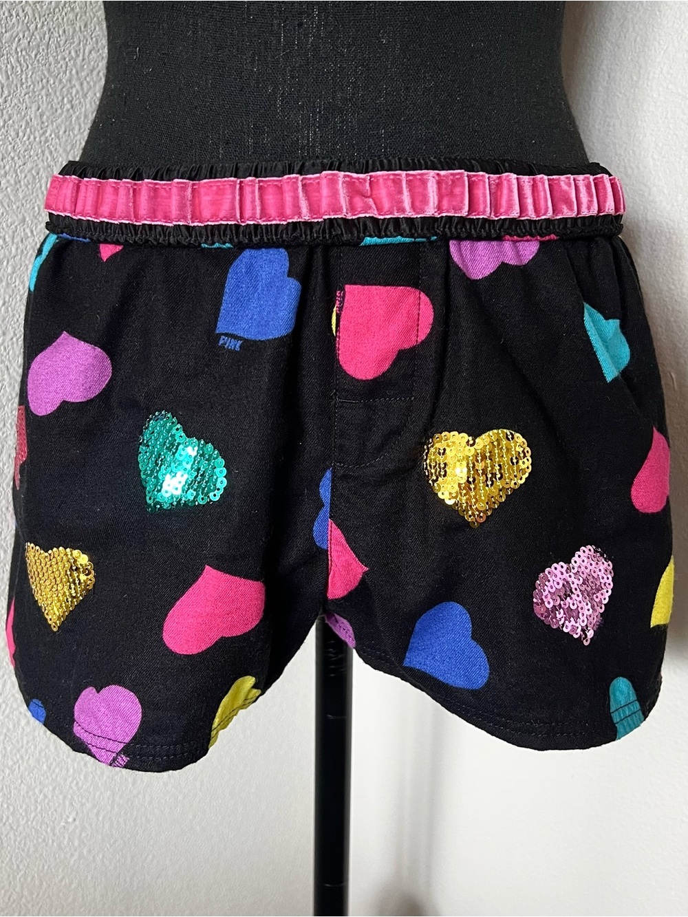 RARE EXC • VS PINK “Warm Me Up” Tank & Sequin Heart Shorts Sleep Set • - Picture 8 of 15